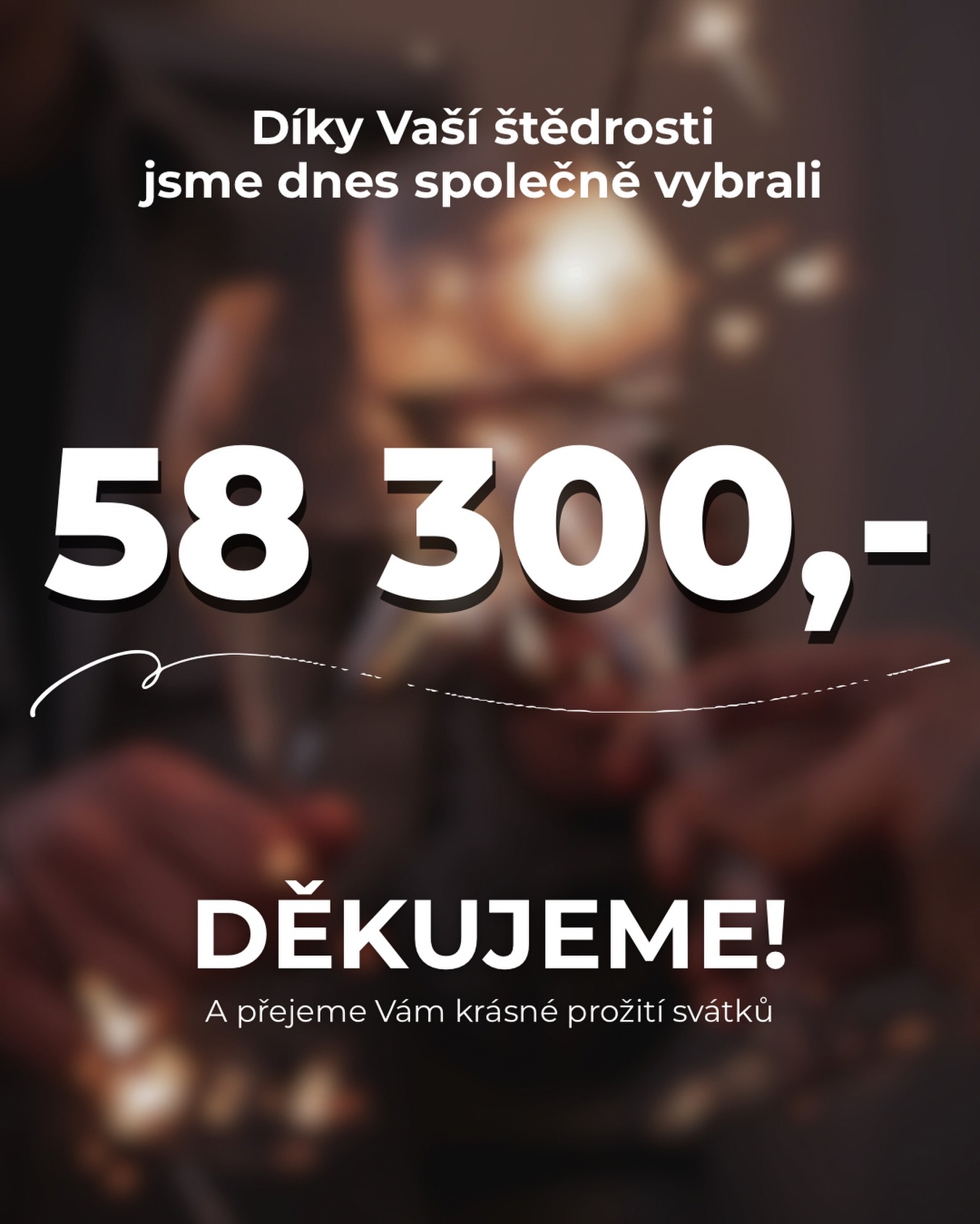 Poděkování — společně jsme vybrali 58 300 Kč